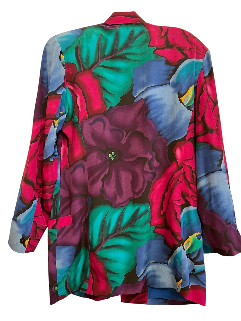 Vintage 80s Linda Allard for Ellen Tracy 100% Silk Floral Blazer Jacket Size 4 - Picture 2 of 5